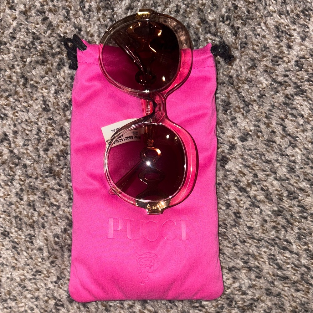 Emilio Pucci EP174 44F Brown Crystal Round Over Size Sunglasses Frame 55-21-140 - Picture 4 of 6